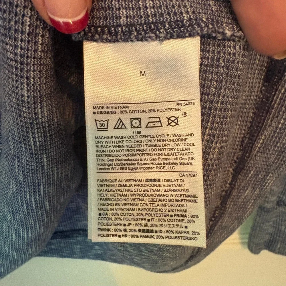 Banana Republic Men's‎ Thermal Waffle Long Sleeve Crew Neck T-Shirt Blue Medium